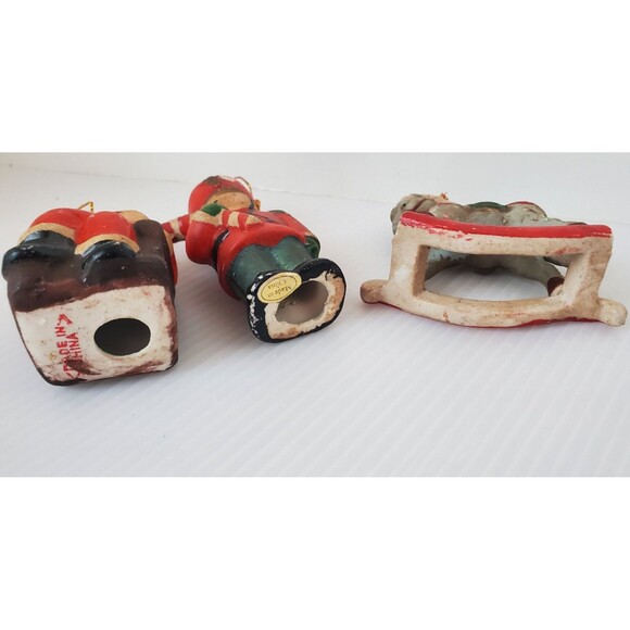 VTG Ceramic Christmas Ornaments 1989 Santa Toy Soldier Rocking Horse Rustic Lot - Picture 8 of 10